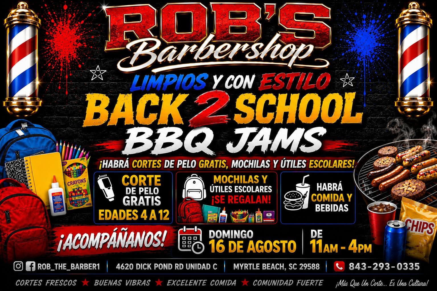 Spanish Back 2 School BBQ Jam flyer